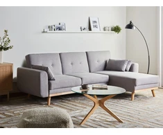 Beliani Išskleidžiama 3 vietų kampinė sofa KAARINA, pilka, kairinė