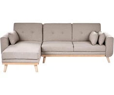 Beliani Išskleidžiama 3 vietų kampinė sofa KAARINA, smėlio spalvos, dešininė