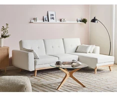 Beliani Išskleidžiama 3 vietų kampinė sofa KAARINA, balta, kairinė