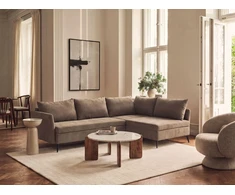 Beliani Išskleidžiama 3 vietų kampinė sofa KOGE, ruda, su patalynės dėže, kairinė