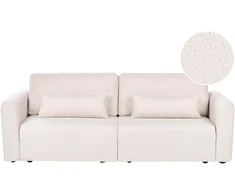 Beliani Išskleidžiama 3 vietų sofa VAXHOLM Boucle, šviesiai smėlio spalvos su daiktadėže