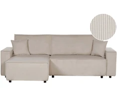Beliani Išskleidžiama kampinė sofa ABACKA, Velvetas, Smėlio spalva, Dešininė