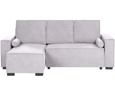 Beliani Išskleidžiama kampinė sofa EDANE, 3 vietų, pilka, su patalynės dėže, dešininė