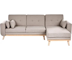 Beliani Išskleidžiama kampinė sofa KAARINA, smėlio spalvos, kairinė