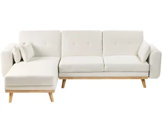 Beliani Išskleidžiama kampinė sofa KAARINA, balta, dešininė