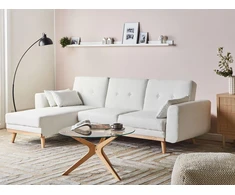 Beliani Išskleidžiama kampinė sofa KAARINA, balta, dešininė