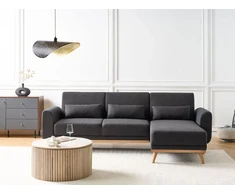 Beliani Išskleidžiama kampinė sofa OLLSTA 3 asmenims, juoda, kairinė