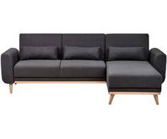 Beliani Išskleidžiama kampinė sofa OLLSTA 3 asmenims, juoda, kairinė