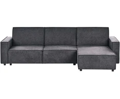 Beliani Išskleidžiama kampinė sofa ROMEDAL II tamsiai pilka kairinė