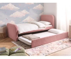 Beliani Išskleidžiama lova Boucle RAYSSAC 90 x 200 cm Rožinė