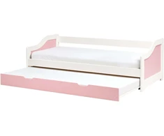 Beliani Išskleidžiama lova LUNERAY 90 x 200 cm, rožinė, pušies mediena