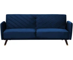 Beliani Išskleidžiama sofa 3 vietų SENJA, veliūras, tamsiai mėlyna
