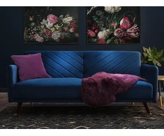 Beliani Išskleidžiama sofa 3 vietų SENJA, veliūras, tamsiai mėlyna