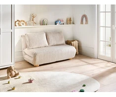 Beliani Išskleidžiama sofa dviem ABISKO, rumbuotas velvეტas, lūžusi balta