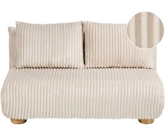 Beliani Išskleidžiama sofa dviem ABISKO, rumbuotas velvეტas, lūžusi balta