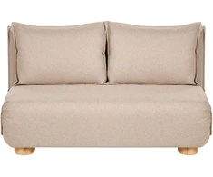 Beliani Išskleidžiama sofa dviem ABISKO, sintetinis linas, smėlio spalvos