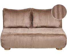 Beliani Išskleidžiama sofa dviem ABISKO, šviesiai ruda, briaunotas velveto audinys