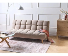 Beliani Išskleidžiama sofa dviem RISOR, buklė, smėlio spalvos