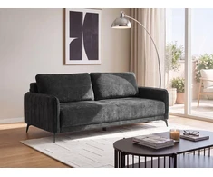Beliani Išskleidžiama trijų vietų sofa HEMING, šenilinė, juoda