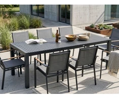 Beliani Išskleidžiamas sodo stalas ARDESIO 160/220 cm 90 cm metalinis tamsiai pilkas