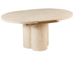 Beliani Išskleidžiamas valgomasis stalas MORAINE travertino efektas 120/160 cm 120 cm