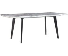 Beliani Išskleidžiamas valgomasis stalas MOSBY, pilkas marmuras, 160/200 cm, 90 cm