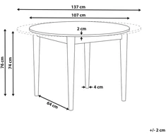 Beliani Išskleidžiamas valgomojo stalas ECHO, tamsus ąžuolas, 107/137 cm, 107 cm