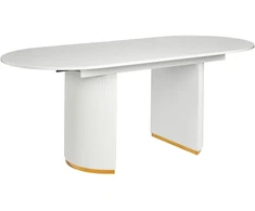 Beliani Išskleidžiamas valgomojo stalas DULVERTON baltas 160/200 cm 90 cm