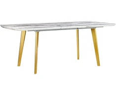 Beliani Išskleidžiamas valgomojo stalas MOSBY, marmuras / auksinė spalva, 160/200 cm, 90 cm