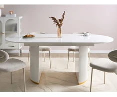 Beliani Išskleidžiamas valgomojo stalas DULVERTON baltas 160/200 cm 90 cm