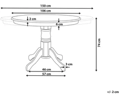 Beliani Išskleidžiamas valgomojo stalas AKRON baltas 106/150 cm