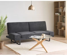 Beliani Ištižama sofa dviems YORK šenilinė, juoda