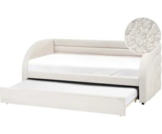 Beliani Ištraukiama lova Boucle ALBIAC 90 x 200 cm balta