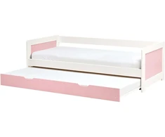 Beliani Ištraukiama lova iš pušies medienos GRAVELINES 90 x 200 cm, rožinė