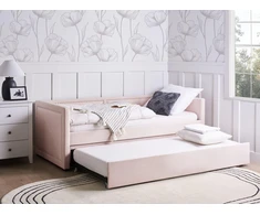 Beliani Ištraukiama lova iš velveto MIMIZAN 90 x 200 cm pastelinė rožinė
