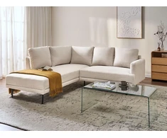 Beliani Kampinė sofa 4 asmenims BREDA šviesiai smėlio spalvos, dešininė