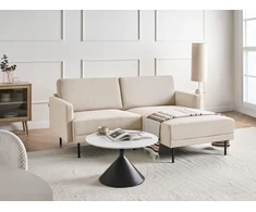 Beliani Kampinė sofa BREDA, 2 vietų, veliūrinė, smėlio spalvos, kairinė