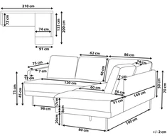 Beliani Kampinė sofa BREDA, skirta 4 asmenims, šviesiai smėlio spalvos, kairinė
