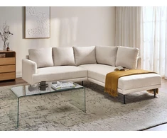 Beliani Kampinė sofa BREDA, skirta 4 asmenims, šviesiai smėlio spalvos, kairinė