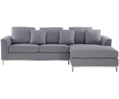 Beliani Kampinė sofa OSLO 4 asmenų, šviesiai pilka, kairinė