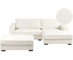 Beliani Kampinė sofa RENDERS, boucle audinys, kreminė spalva, su otomane, kairinė
