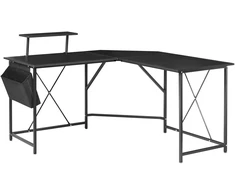 Beliani Kampinis rašomasis stalas TACONY, juodas, 180 cm x 140 cm, su lentyna