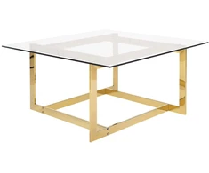 Beliani Kavos staliukas CRYSTAL grūdintas stiklas auksinis