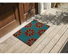 Beliani KILIM kilimėlis KULIK mėlynas 45 x 75 cm gėlės kokoso pluoštas