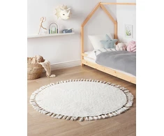 Beliani Kilimas MITSOBI baltas ø 120 cm medvilninis