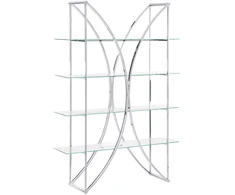 Beliani Knygų lentyna 4 lentynų HOLLOW Metal 175 cm Sidabrinė