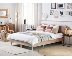 Beliani Kontinentinė lova Welur MARQUISE 160 x 200 cm smėlio spalvos
