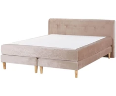 Beliani Kontinentinė lova Welur MARQUISE 180 x 200 cm smėlio spalvos