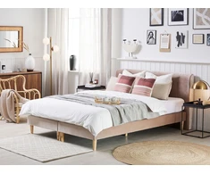 Beliani Kontinentinė lova Welur MARQUISE 180 x 200 cm smėlio spalvos