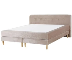Beliani Kontinentinė lova Welur MARQUISE 160 x 200 cm smėlio spalvos